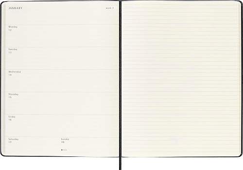 Kalendarz Moleskine 2025-2026 18-miesięczny rozmiar XL (duży 19x25 cm) Tygodniowy Czarny Twarda oprawa (Moleskine Weekly Notebook Diary/Planner 2025/26 Extra Large Hard Black Cover) - 8056999275488