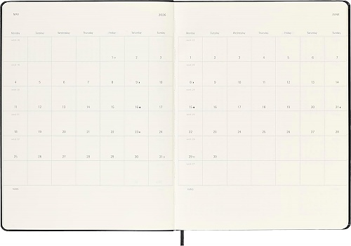 Kalendarz Moleskine 2025-2026 18-miesięczny rozmiar XL (duży 19x25 cm) Tygodniowy Czarny Twarda oprawa (Moleskine Weekly Notebook Diary/Planner 2025/26 Extra Large Hard Black Cover) - 8056999275488