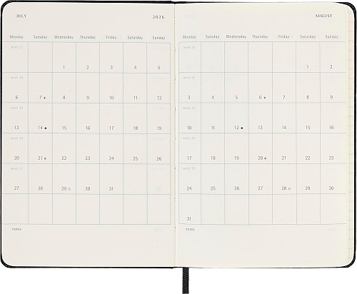 Kalendarz Moleskine 2025-2026 18-miesięczny rozmiar P (kieszonkowy 9x14 cm) Tygodniowy Czarny Twarda oprawa (Moleskine Weekly Notebook Planner 2025/26 Pocket Hard Black Cover) - 8056999275440