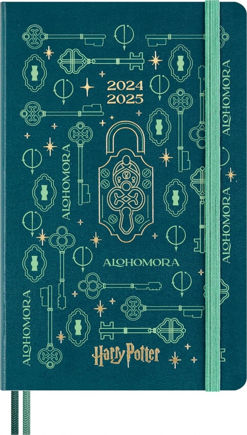 Kalendarz Moleskine 2024-2025 18-miesięczny Harry Potter Alohommora rozmiar L (13x21 cm) Tygodniowy Zielony Twarda oprawa (Moleskine Limited Edition Harry Potter Alohommora Weekly Notebook/Planner 2024/25 Pine Green Large HardCover) - 8056999272142