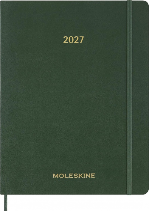 Kalendarz Moleskine 2027 12M rozmiar XXL (bardzo duży 23,5x28,14cm) Wertykalny Tygodniowy Zielony Mirt Miękka oprawa (Moleskine Weekly Vertical Diary/Planner 2027 XXL Myrtle Green Soft Cover) - 8056999278854