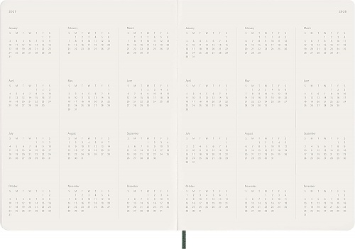 Kalendarz Moleskine 2027 12M rozmiar XXL (bardzo duży 23,5x28,14cm) Wertykalny Tygodniowy Zielony Mirt Miękka oprawa (Moleskine Weekly Vertical Diary/Planner 2027 XXL Myrtle Green Soft Cover) - 8056999278854