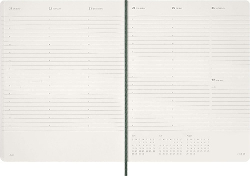 Kalendarz Moleskine 2027 12M rozmiar XXL (bardzo duży 23,5x28,14cm) Wertykalny Tygodniowy Zielony Mirt Miękka oprawa (Moleskine Weekly Vertical Diary/Planner 2027 XXL Myrtle Green Soft Cover) - 8056999278854