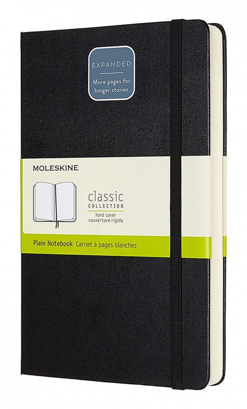 Notatnik Moleskine L duży (13x21cm) Gruby (400 stron) Czysty Czarny Miękka oprawa (Moleskine Expanded Plain Notebook 400 Pages Large Black Soft Cover) - 8058647628066