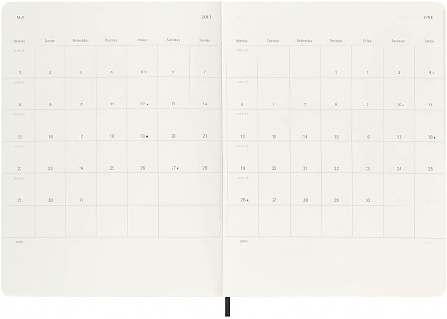 Kalendarz Moleskine 2022-2023 18-miesięczny rozmiar XL (bardzo duży 19x25 cm) Tygodniowy Czarny Miękka oprawa (Moleskine Weekly Notebook Diary/Planner 2022/23 Extra Large Soft Black Cover) - 8056598851113