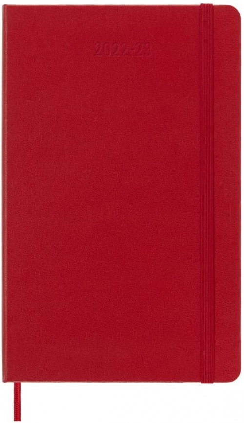 Kalendarz Moleskine 2022-2023 18-miesięczny rozmiar L (duży 13x21 cm) Tygodniowy Czerwony/ Szkarłatny Twarda oprawa (Moleskine Weekly Notebook Planner 22/23 Large Hard Scarlet Red Cover) - 8056598851212
