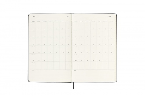 Kalendarz Moleskine 2022-2023 18-miesięczny rozmiar L (duży 13x21 cm) Horyzontalny Tygodniowy Czarny Twarda oprawa (Moleskine Weekly Horizontal Notebook Diary/Planner 2022/23 Large Black Hard Cover) - 8056598851120