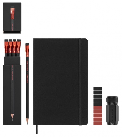 Moleskine x Blackwing Szkicownik L duży (13x21 cm) Twarda czarna oprawa i 12 ołówków Zestaw kreatywny (Blackwing x Moleskine Creative Set) - 8056999271114