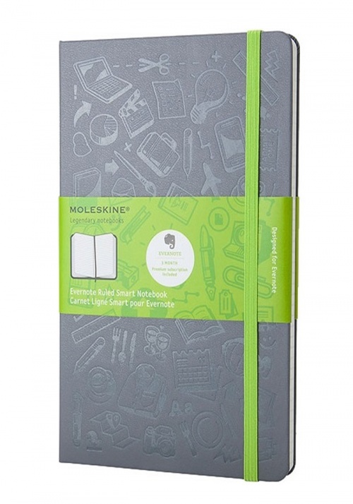 Notes Moleskine Evernote Smart Notebook w linię, szary [13 x 21 cm] (Moleskine Evernote Smart Notebook Ruled Large) - 8051272892260