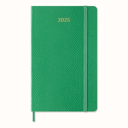 Kalendarz Moleskine 2025 12M rozmiar L (duży 13x21 cm) Tygodniowy sztuczna Skóra Węża Zielony Miękka Wegańska Oprawa w Pudełku (Moleskine 2025 Precious and Ethical Weekly Diary/Planner Box 12M Mamba Green Soft Cover) - 8056999271749