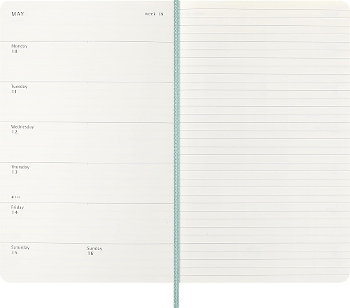 Kalendarz Moleskine 2027 12M rozmiar L (duży 13x21 cm) Tygodniowy sztuczna Skóra Węża Jasnozielona Miękka Wegańska Oprawa w Pudełku (Moleskine 2027 Precious and Ethical Weekly Diary/Planner Box 12M Sage Green Soft Cover) - 8056999274832