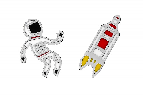 Moleskine 2 Przypinki NASA Kosmonauta i Rakieta (Moleskine Set of 2 NASA Pins Astroman and Rocketship) – 8056999277550