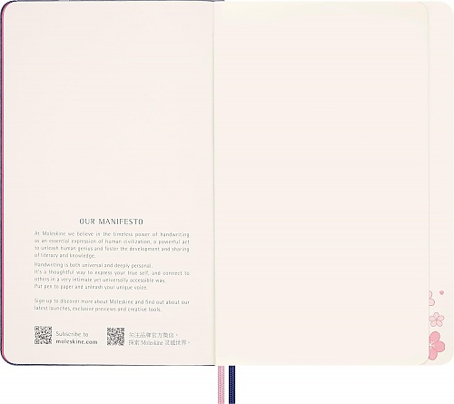 Notatnik Moleskine Sakura L duży (13x21 cm) Czysty Niebieski Płócienna Twarda oprawa (Moleskine Sakura Limited Edition Notebook Plain Large Blue Fabric Hard Cover) - 8056999276188