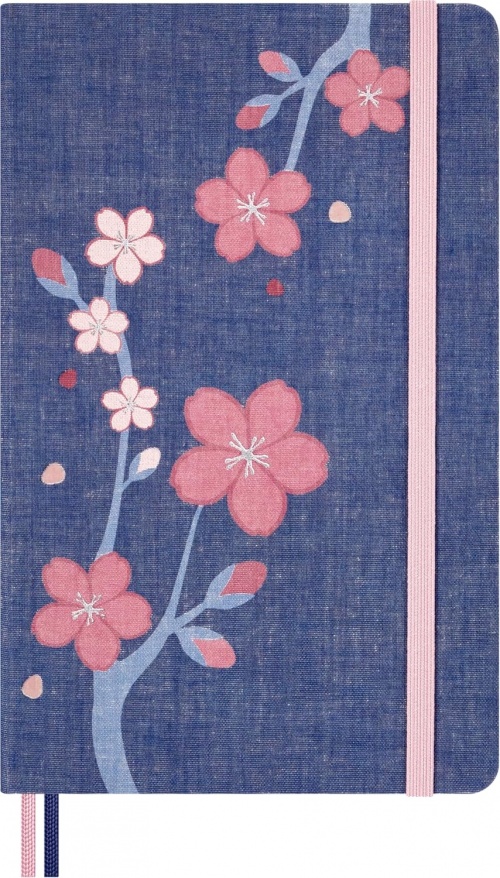 Notatnik Moleskine Sakura L duży (13x21 cm) w Linię Niebieski Płócienna Twarda oprawa (Moleskine Sakura Limited Edition Notebook Ruled Large Blue Fabric Hard Cover) - 8056999276188