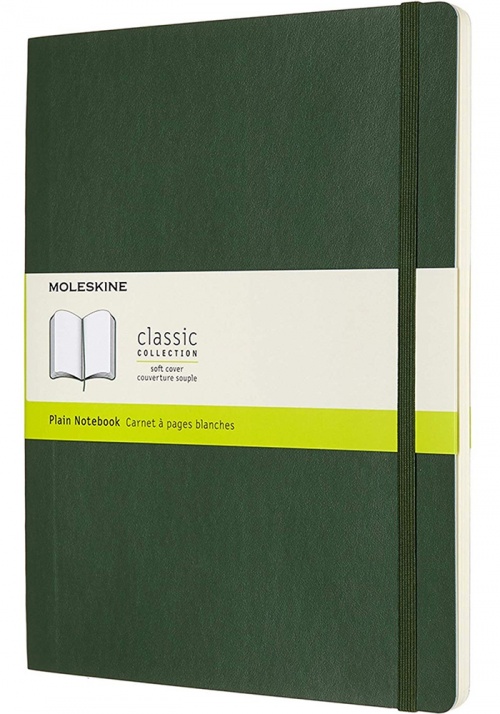 Notatnik Moleskine XL ekstra duży (19x25 cm) Czysty Zielony Mirt Miękka oprawa (Moleskine Plain Notebook Extra Large Soft Myrtle Green) - 8053853600066