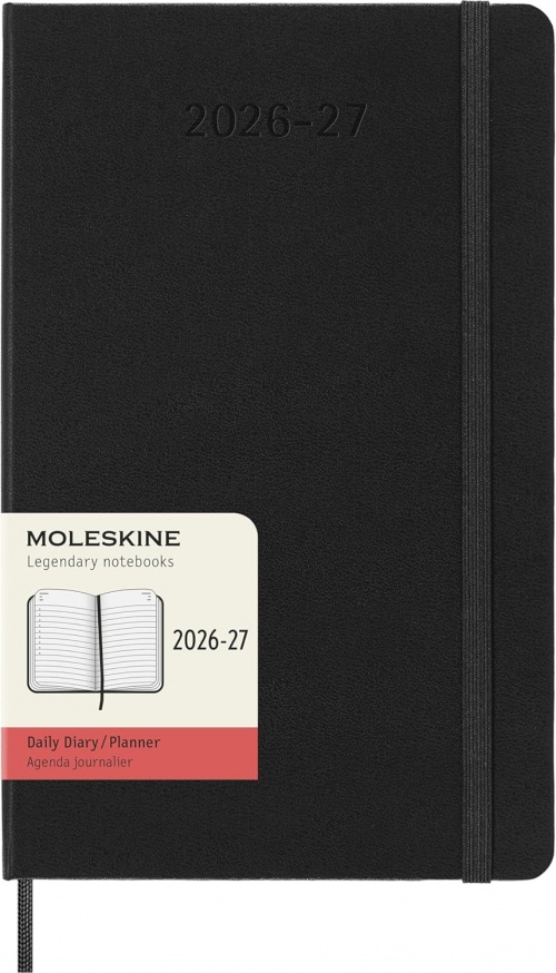 Kalendarz Moleskine 2026-2027 18-miesięczny rozmiar L (duży 13x21 cm) Dzienny Czarny Twarda oprawa (Moleskine Daily Notebook Diary/Planner 2026/27 Large Black Hard Cover) - 8056999279769
