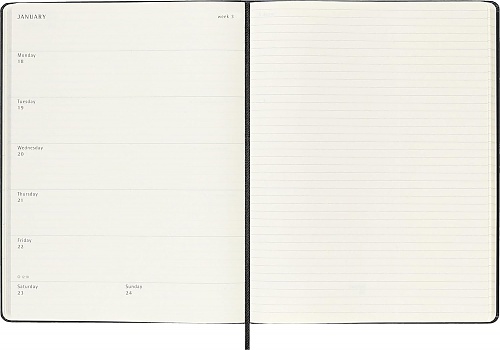 Kalendarz Moleskine 2026-2027 18-miesięczny rozmiar XL (duży 19x25 cm) Tygodniowy Czarny Twarda oprawa (Moleskine Weekly Notebook Diary/Planner 2026/27 Extra Large Hard Black Cover) - 8056999279905