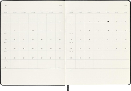 Kalendarz Moleskine 2026-2027 18-miesięczny rozmiar XL (duży 19x25 cm) Tygodniowy Czarny Twarda oprawa (Moleskine Weekly Notebook Diary/Planner 2026/27 Extra Large Hard Black Cover) - 8056999279905