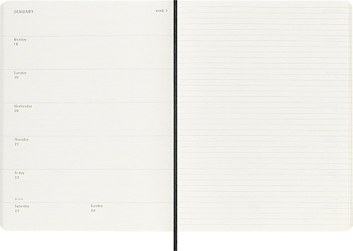 Kalendarz Moleskine 2026-2027 18-miesięczny rozmiar XL (bardzo duży 19x25 cm) Tygodniowy Czarny Miękka oprawa (Moleskine Weekly Notebook Diary/Planner 2026/27 Extra Large Soft Black Cover) - 8056999279912