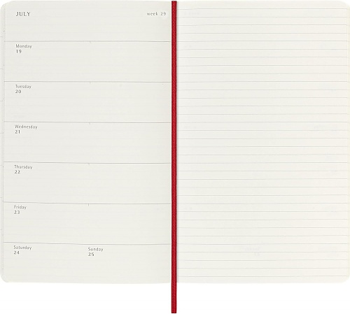 Kalendarz Moleskine 2026-2027 18-miesięczny rozmiar L (duży 13x21 cm) Tygodniowy Czerwony/ Szkarłatny Miękka oprawa (Moleskine Weekly Notebook Planner 26/27 Large Soft Scarlet Red Cover) - 8056999279837