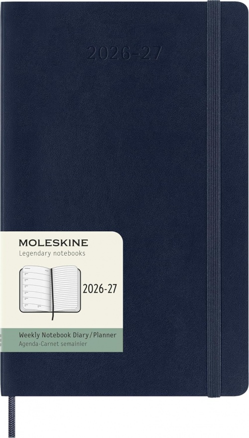 Kalendarz Moleskine 2026-2027 18-miesięczny rozmiar L (duży 13x21 cm) Tygodniowy Niebieski Ciemny/ Szafirowy Miękka oprawa (Moleskine Weekly Notebook Planner 2026/27 Large Soft Sapphire Blue Cover) - 8056999279813