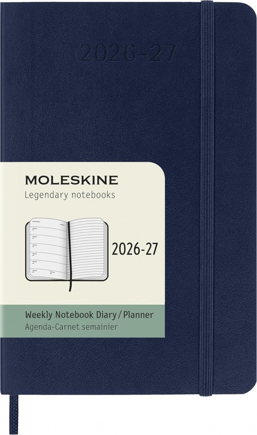 Kalendarz Moleskine 2026-2027 18-miesięczny rozmiar P (kieszonkowy 9x14 cm) Tygodniowy Niebieski/ Szafirowy Miękka oprawa (Moleskine Weekly Notebook Planner 2026/27 P Pocket Sapphire Blue Soft Cover) - 8056999279875
