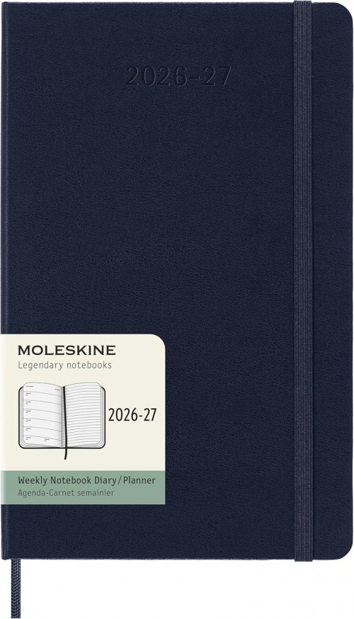 Kalendarz Moleskine 2026-2027 18-miesięczny rozmiar L (duży 13x21 cm) Tygodniowy Niebieski Ciemny/ Szafirowy Twarda oprawa (Moleskine Weekly Notebook Planner 2026/27 Large Hard Sapphire Blue Cover) - 8056999279783