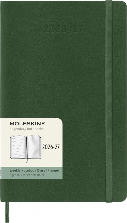 Kalendarz Moleskine 2026-2027 18-miesięczny rozmiar L (duży 13x21 cm) Tygodniowy Zielony Mirt Miękka oprawa (Moleskine Classic 18 Month 2026/27 Weekly Planner Soft Cover Large Myrtle Green) - 8056999279844