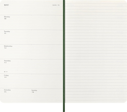 Kalendarz Moleskine 2026-2027 18-miesięczny rozmiar L (duży 13x21 cm) Tygodniowy Zielony Mirt Miękka oprawa (Moleskine Classic 18 Month 2026/27 Weekly Planner Soft Cover Large Myrtle Green) - 8056999279844