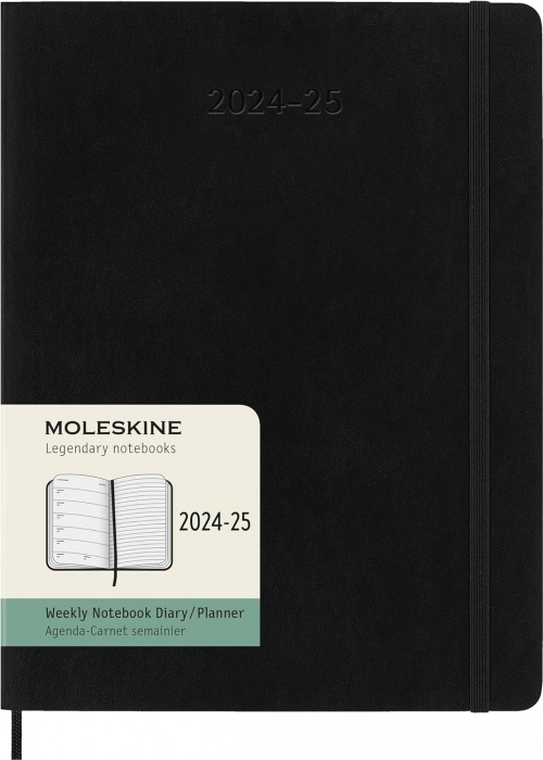 Kalendarz Moleskine 2024-2025 18-miesięczny rozmiar XL (bardzo duży 19x25 cm) Tygodniowy Czarny Miękka oprawa (Moleskine Weekly Notebook Diary/Planner 2024/25 Extra Large Soft Black Cover) - 8056999270681