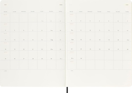 Kalendarz Moleskine 2025-2026 18-miesięczny rozmiar XL (bardzo duży 19x25 cm) Tygodniowy Czarny Miękka oprawa (Moleskine Weekly Notebook Diary/Planner 2025/26 Extra Large Soft Black Cover) - 8056999275495