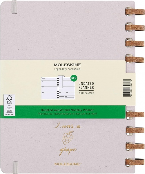 Kalendarz Moleskine Bez Dat 12M rozmiar XL (bardzo duży 19x25 cm) na Spirali Tygodniowy Jasny Beżowy (Moleskine Undated Weekly Planner, 12M, Extra Large, Crush Grape, Hard Cover) - 8056598856378