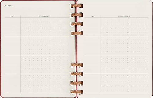 Kalendarz Moleskine Bez Dat 12M rozmiar XL (bardzo duży 19x25 cm) na Spirali Tygodniowy Czerwony Wiśniowy (Moleskine Undated Weekly Planner, 12M, Extra Large, Crush Cherry, Hard Cover) - 8056598856361