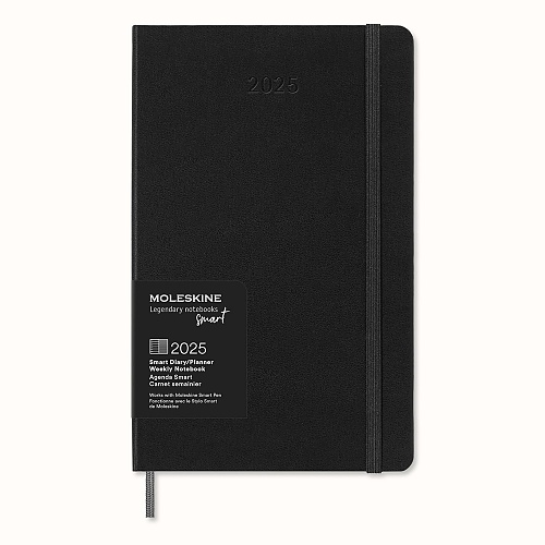 Kalendarz Inteligentny 2025 12M Moleskine Smart do Pióra Smart Pen rozmiar L (duży 13x21 cm) Tygodniowy Czarny Twarda oprawa (Moleskine Smart Planner 2025 Weekly 12-Month Large Black Hard Cover) - 8056999271275