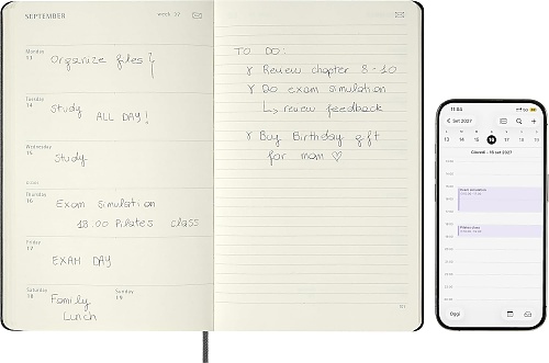 Kalendarz Inteligentny 2027 12M Moleskine Smart do Pióra Smart Pen rozmiar L (duży 13x21 cm) Tygodniowy Czarny Twarda oprawa (Moleskine Smart Planner 2027 Weekly 12-Month Large Black Hard Cover) - 8056999279349
