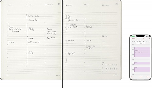 Kalendarz Inteligentny PRO 2026 12M Moleskine Smart do Pióra Smart Pen rozmiar XL (bardzo duży 19x25 cm) Wertykalny Tygodniowy Czarny Twarda oprawa (Moleskine Smart Planner 2026 Vertical Weekly 12-Month Large Black Hard Cover) - 8056999275853