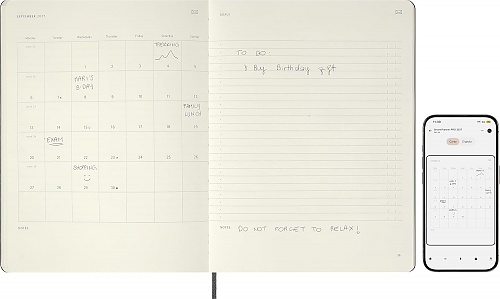 Kalendarz Inteligentny PRO 2027 12M Moleskine Smart do Pióra Smart Pen rozmiar XL (bardzo duży 19x25 cm) Wertykalny Tygodniowy Czarny Twarda oprawa (Moleskine Smart Planner 2027 Vertical Weekly 12-Month Large Black Hard Cover) - 8056999279332