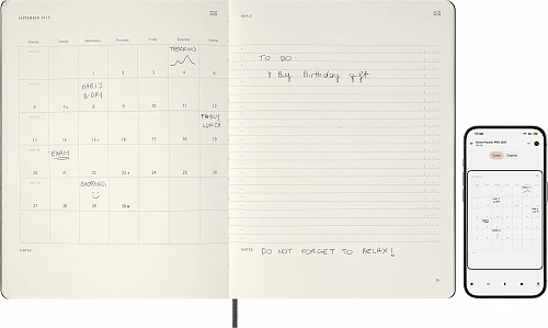 Kalendarz Inteligentny PRO 2027 12M Moleskine Smart do Pióra Smart Pen rozmiar XL (bardzo duży 19x25 cm) Wertykalny Tygodniowy Czarny Twarda oprawa (Moleskine Smart Planner 2027 Vertical Weekly 12-Month Large Black Hard Cover) - 8056999279332