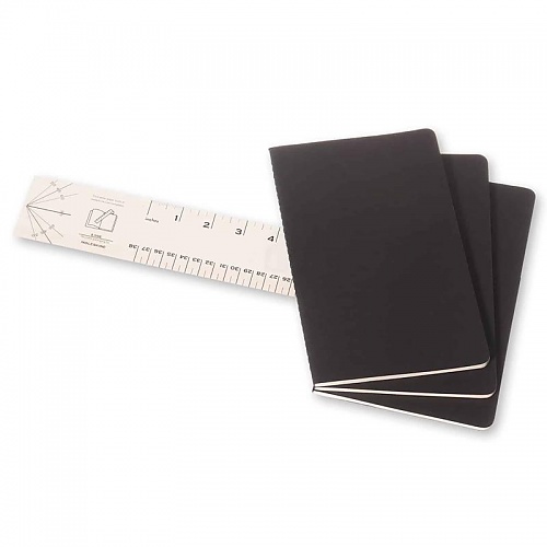 Zestaw 3 zeszytów Moleskine Cahier L duże (13x21 cm) Czyste Czarne Miękka oprawa (Moleskine Cahiers Set of 3 Plain Journals Black Soft Cover) - 9788883704970