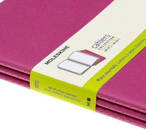 Zestaw 3 zeszytów Moleskine Cahier XL ekstra duże (19x25 cm) Czyste Różowe Kinetic Miękka oprawa (Moleskine Cahiers Set of 3 Plain Journals Kinetic Pink Soft Cover) - 8058647629698