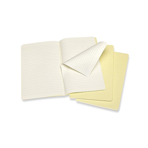 Zestaw 3 zeszytów Moleskine Cahier L duże (13x21 cm) w Linie Delikatnie Żółte Miękka oprawa (Moleskine Cahiers Large Tender Yellow Set of 3 Ruled Journals Soft Cover) - 8058647629711