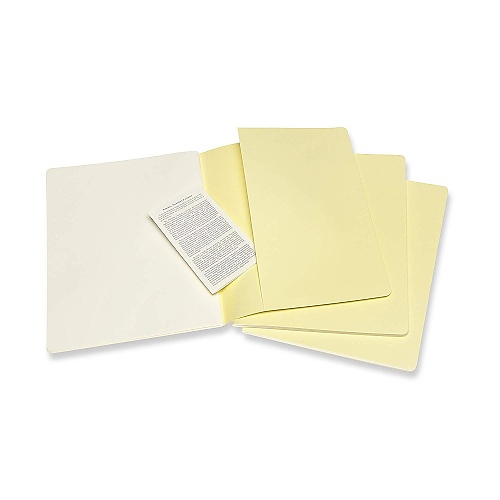 Zestaw 3 zeszytów Moleskine Cahier XL ekstra duże (19x25 cm) Czyste Delikatnie Żółte Miękka oprawa (Moleskine Cahiers Extra Large Tender Yellow Set of 3 Plain Journals) - 8058647629759