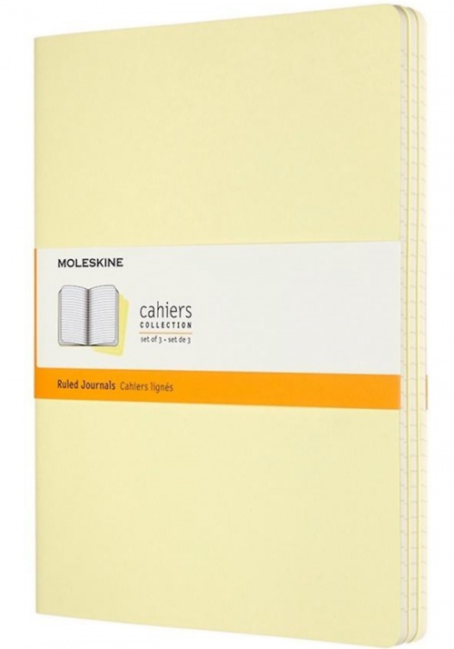 Zestaw 3 zeszytów Moleskine Cahier XL ekstra duże (19x25 cm) w Linie Delikatnie Żółte Miękka oprawa (Moleskine Cahiers Set of 3 Ruled Journals Tender Yellow Soft Cover) - 8058647629728