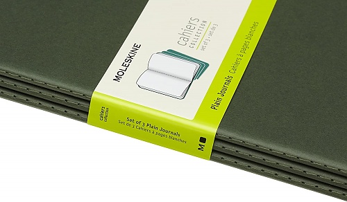 Zestaw 3 zeszytów Moleskine Cahier XL ekstra duże (19x25 cm) Czyste Zielony Mirt Miękka oprawa (Moleskine Cahiers Set of 3 Plain Journals Myrtle Green Soft Cover) - 8055002855358