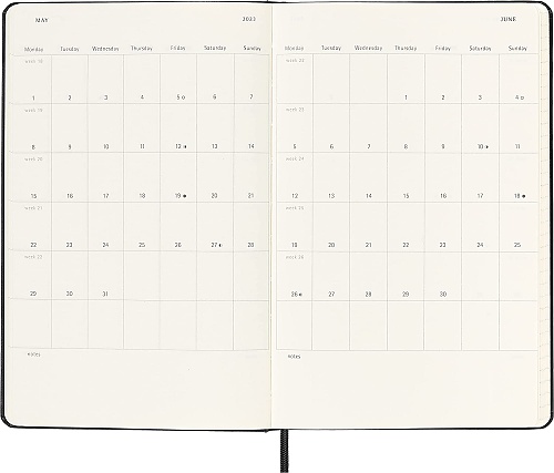 Kalendarz Moleskine 2023 12M rozmiar L (duży 13x21 cm) Dzienny Czarny Twarda oprawa (Moleskine Daily Notebook Diary/Planner 2023 Large Black Hard Cover) - 8056420859560