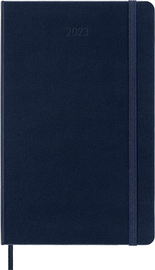 Kalendarz Moleskine 2023 12M rozmiar L (duży 13x21 cm) Dzienny Niebieski/Szafirowy Twarda oprawa (Moleskine Daily Notebook Diary/Planner 2023 Large Sapphire Blue Hard Cover) - 8056420859607