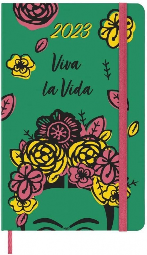 Kalendarz Moleskine 2023 12M Frida Kahlo rozmiar L (duży 13x21 cm) Dzienny Zielony Twarda oprawa (Moleskine Limited Edition Frida Kahlo Daily Notebook/Planner 2023 Green Large Hard Cover) - 8056598853001