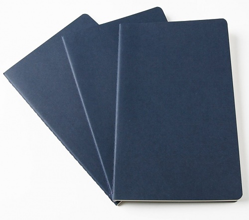 Zestaw 3 zeszytów Moleskine Cahier XL ekstra duże (19x25 cm) Czyste Niebieskie Indygo Miękka oprawa (Moleskine Cahiers Set of 3 Plain Journals Indigo Blue Soft Cover) - 9788862931120