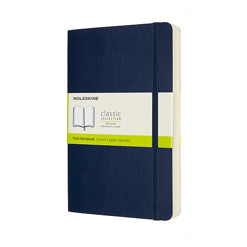 Notatnik Moleskine L duży (13x21cm) Gruby (400 stron) Czysty Granatowy Miękka oprawa (Moleskine Expanded Plain Notebook 400 Pages Large Sapphire Blue Soft Cover) - 8053853606266