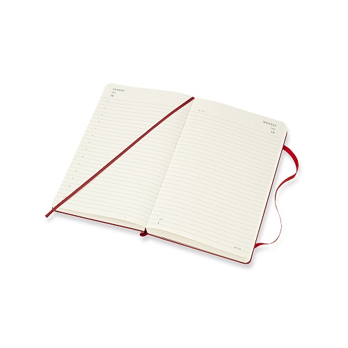 Kalendarz Moleskine 2020-2021 18-miesięczny rozmiar L (duży 13x21 cm) Dzienny Czerwony/ Szkarłatny Twarda oprawa (Moleskine Daily Notebook Diary/Planner 2020/21 Large Scarlet Red Hard Cover)